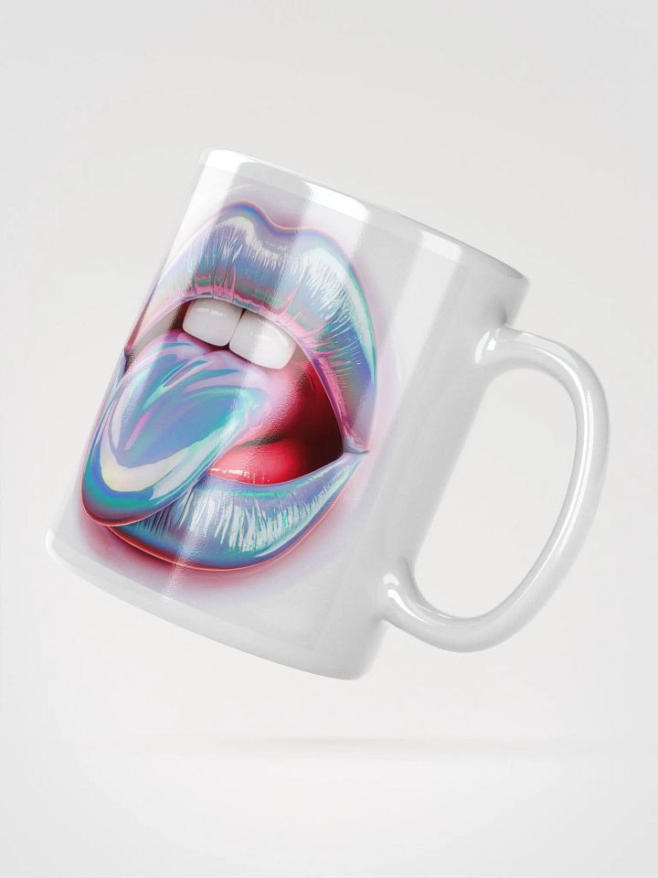 Iridescent Tongue Lips Glossy White Mug product image (2)