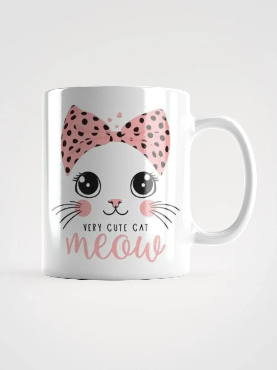 White Glossy Mug Cute Cat product image (1)