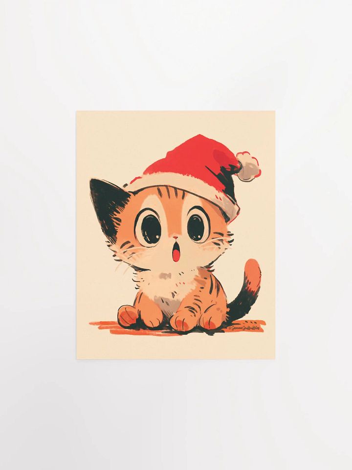 Vintage Santa Hat Cat | Matte Paper Print product image (2)