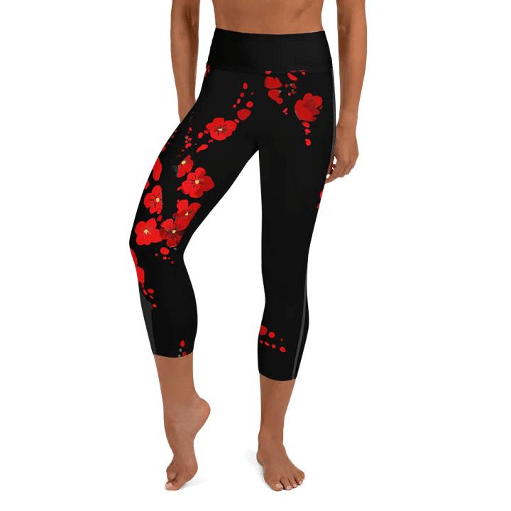 Sakura Blossom Burst - Yoga Print Leggings Black product image (1)