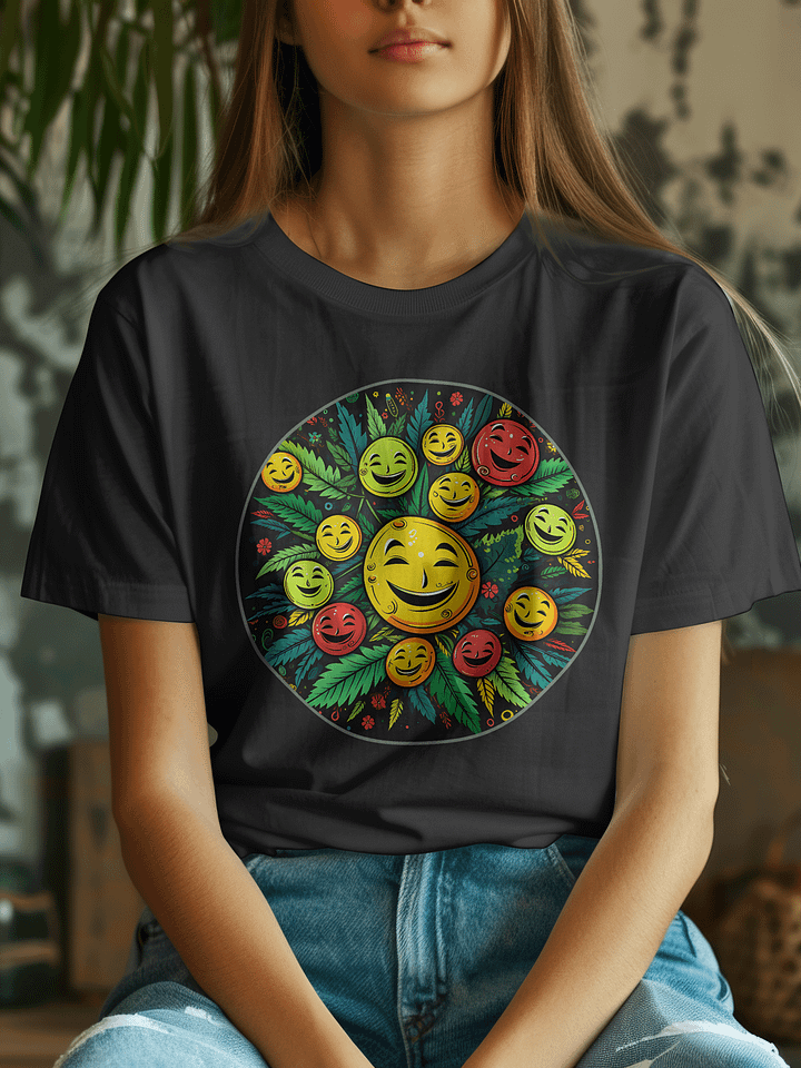 Get Happy - Cannabis Chemical THC - Smiley Graphic Design on Heavyweight T-Shirt product image (1)