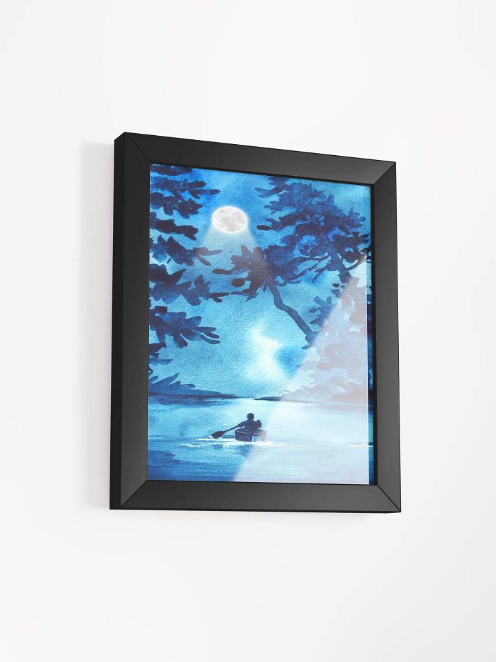 Blue Watercolor River and Boat Man product image (48)