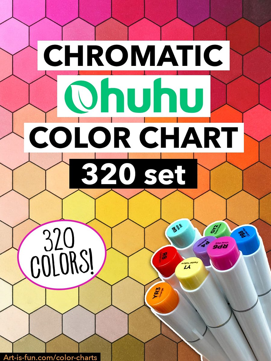 Ohuhu Color Chart - 320 Honolulu Colors in Chromatic Order (Hex + Grid) product image (1)