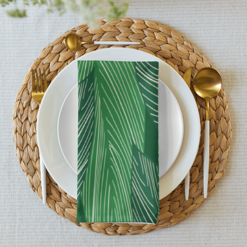Tropical Coastal Cloth Napkins – Set of 4 | 2 Watercolor Beach & 2 Foliage Print | 20" x 20" product image (2)