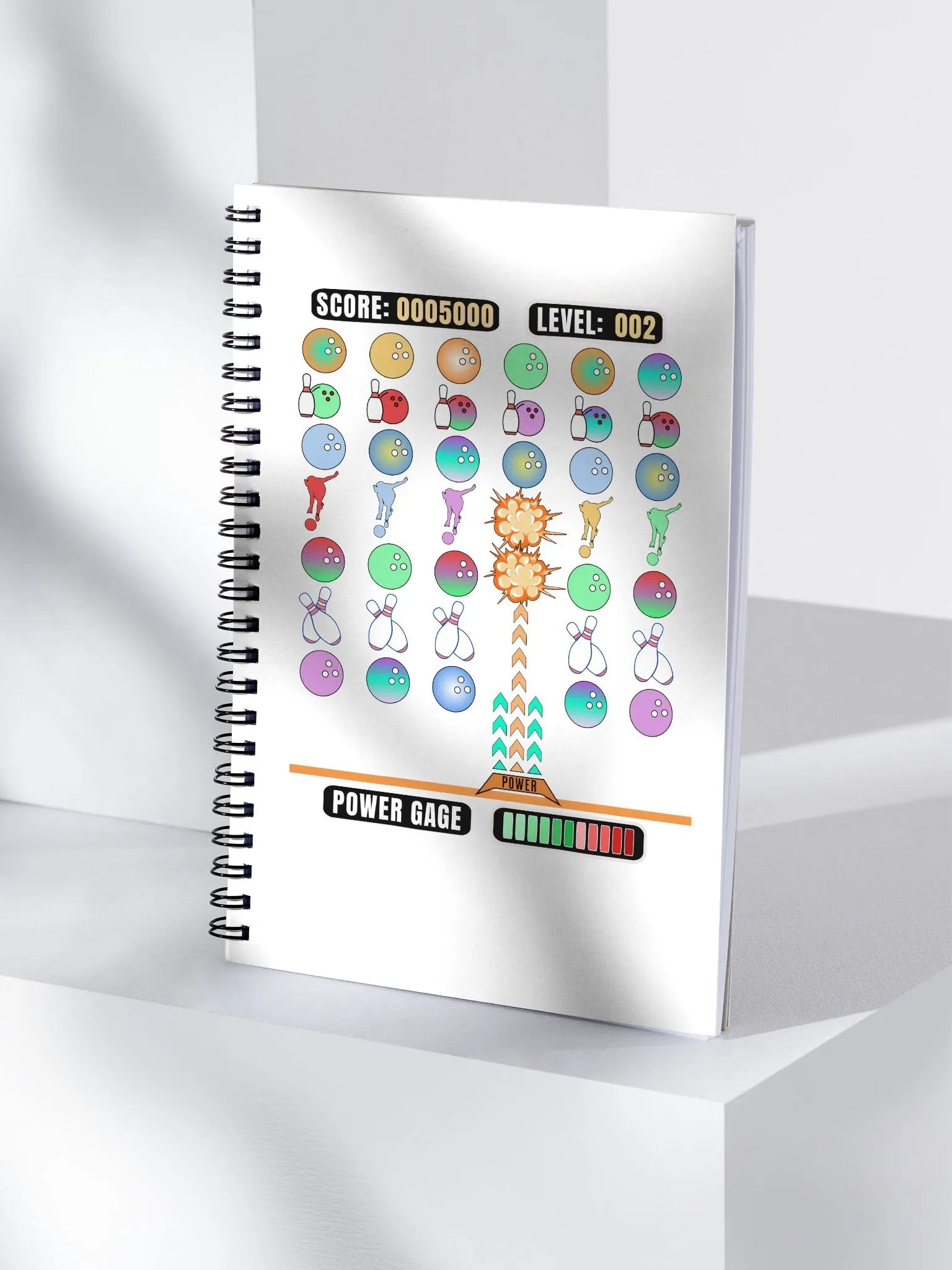Space Invader Game Bowling Power Strike Spiral Notebook product image (1)