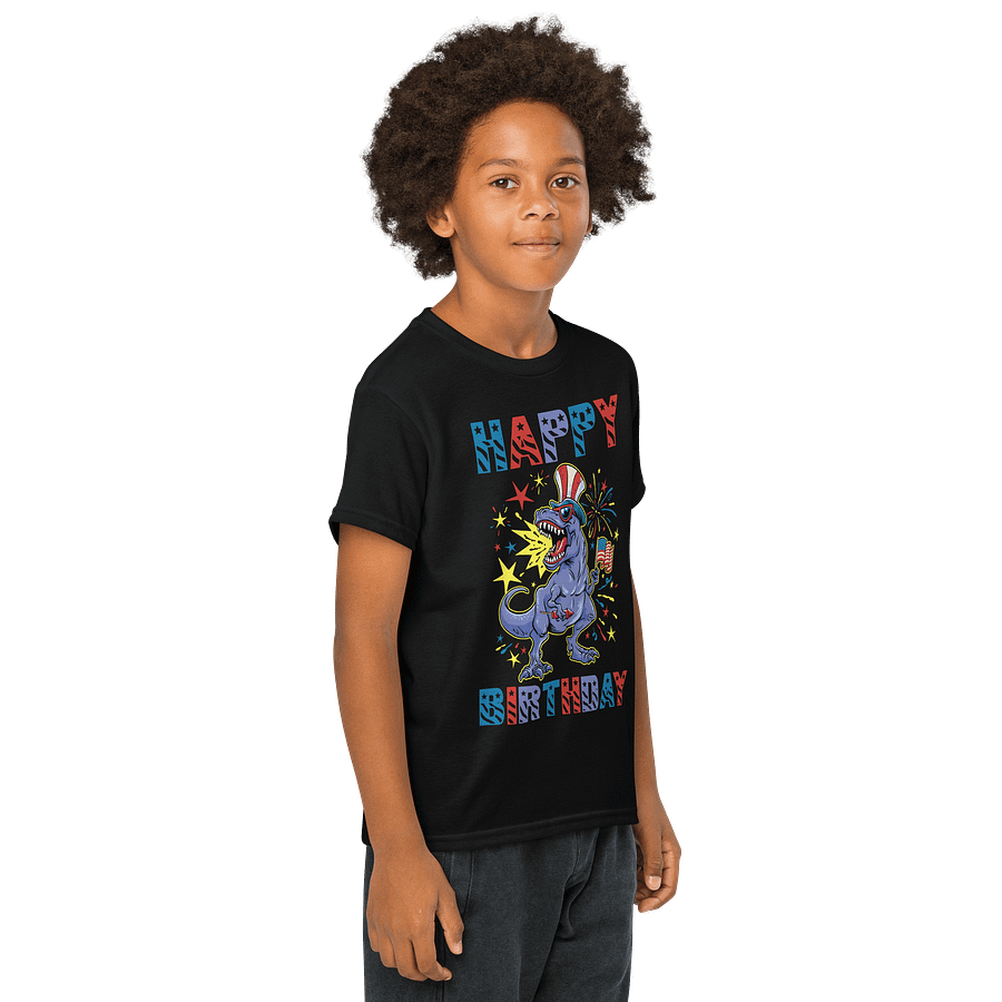 Happy Birthday (USA 4th Of July Dinosaur) T-Shirt For Kids product image (12)