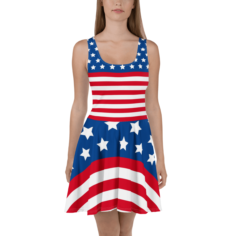 Patriotic American Flag Skater Dress - All-Over Print Design product image (2)