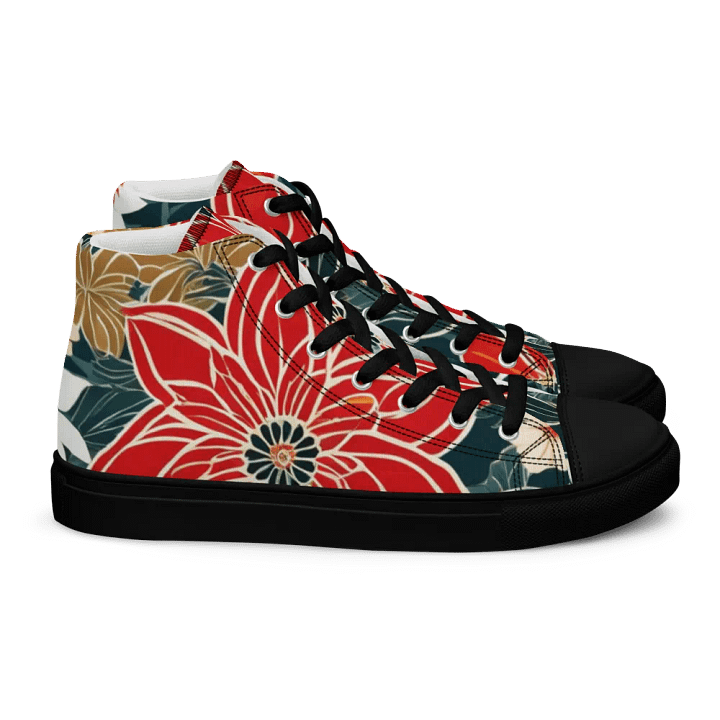 Red Flowers Women's High Top Shoes product image (2)