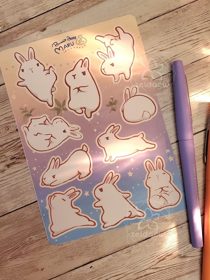 Bunny Boss Maru: Yoga sticker sheet product image (1)