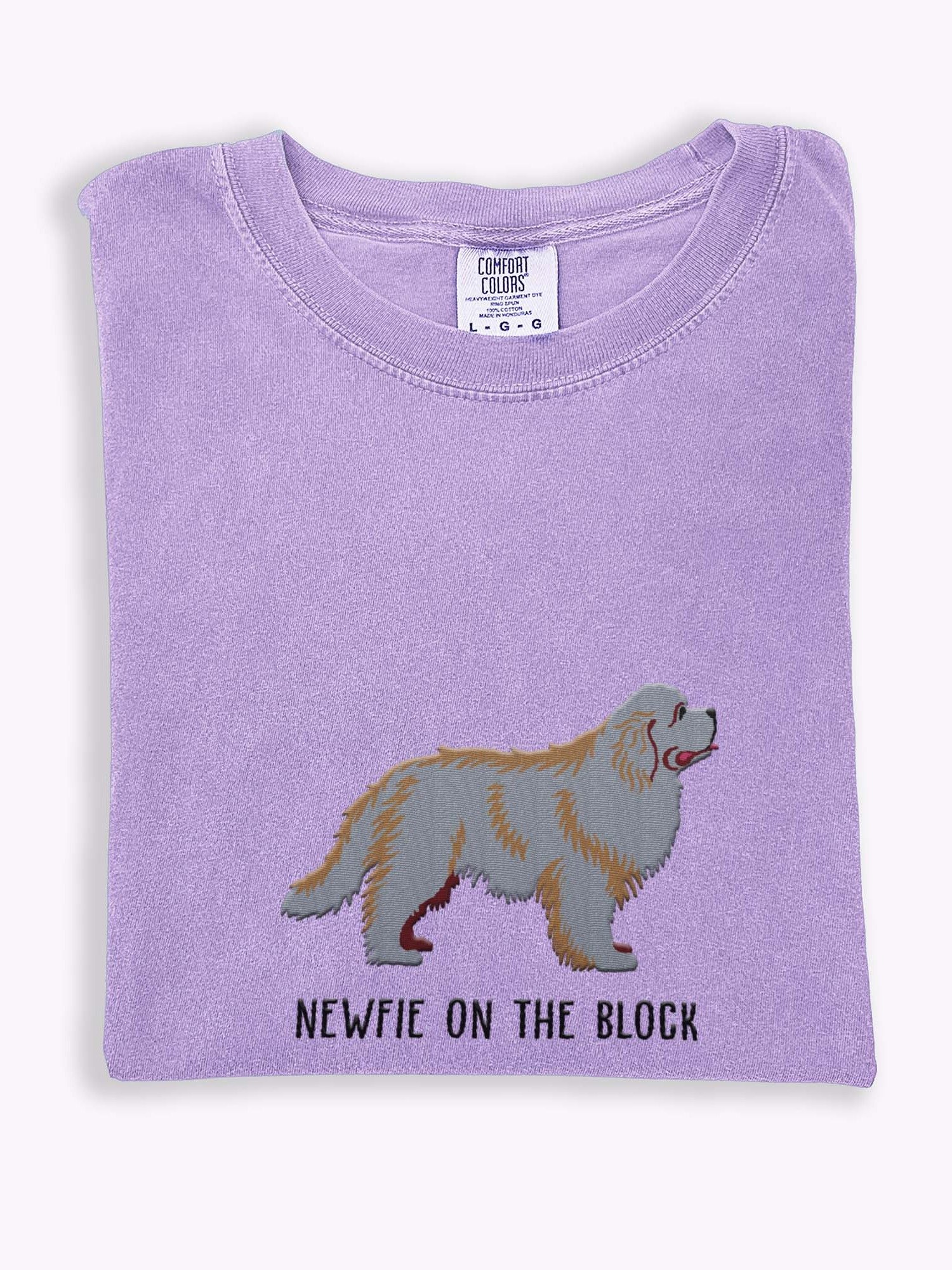 Newfie on the Block T-Shirt(Embroidered) of a Newfoundland(Grey) product image (1)