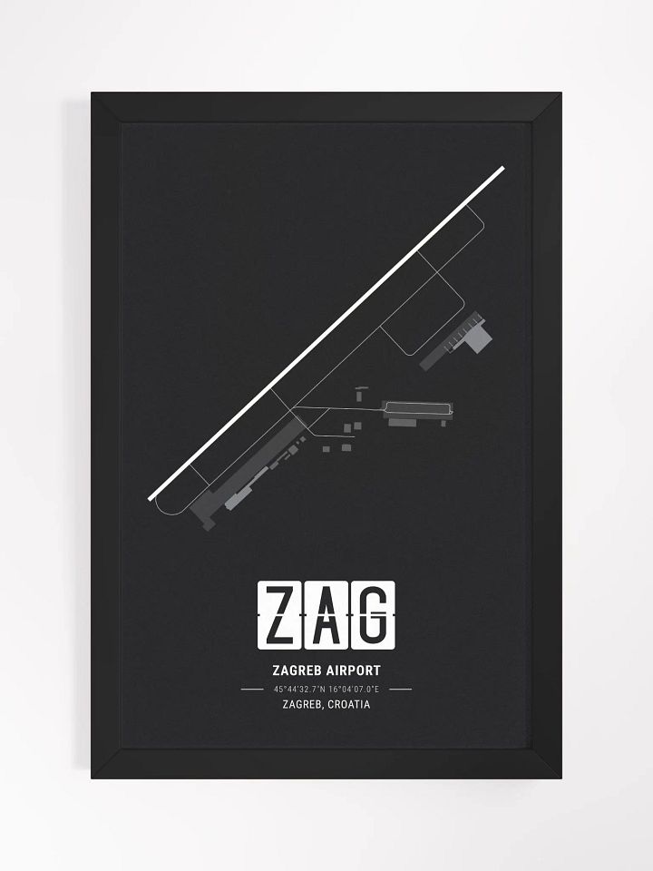 Framed Airport ZAG Premium Map On Matt Paper product image (1)