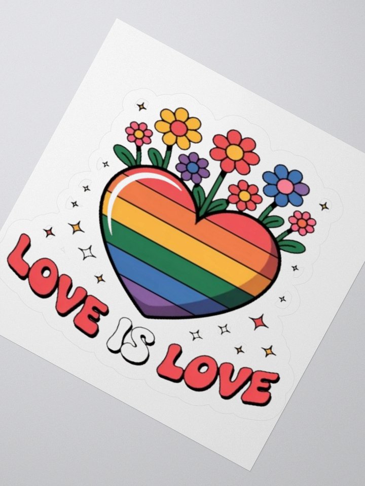 Love Is Love Pride Sticker - Rainbow Heart with Flowers Design product image (5)