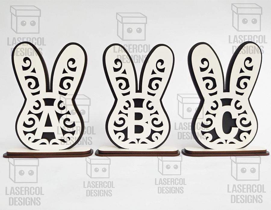 Easter Bunny Monogram Set 3 (3 Sizes) - Laser Cut Files product image (9)