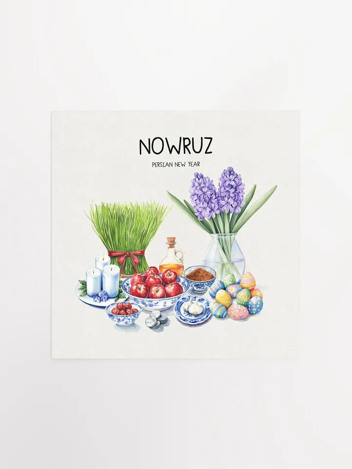 Nowruz Festive Arrangement Poster, Nowruz Watercolor Art, Haft-sin Table, Persian New Year, Persian Art product image (2)