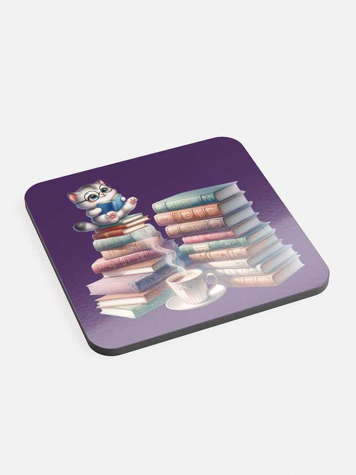 Whiskered Reader Cork Coaster product image (1)