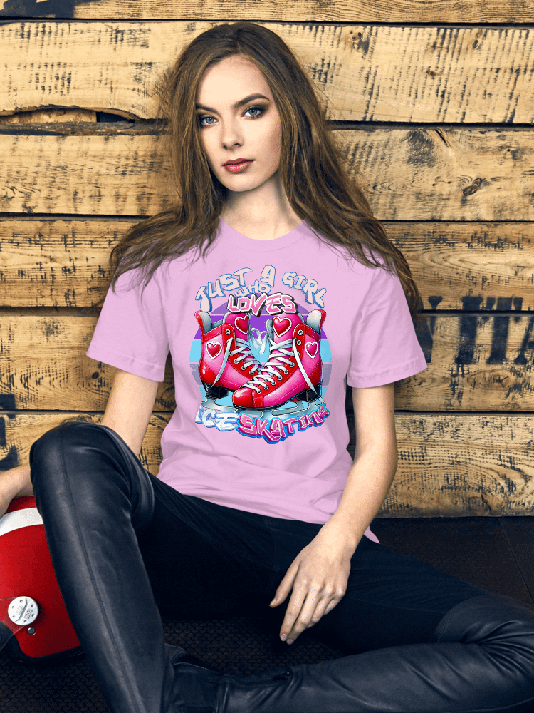 Just a Girl Who Loves Ice Skating Pink Skates T-Shirt for Skaters product image (1)