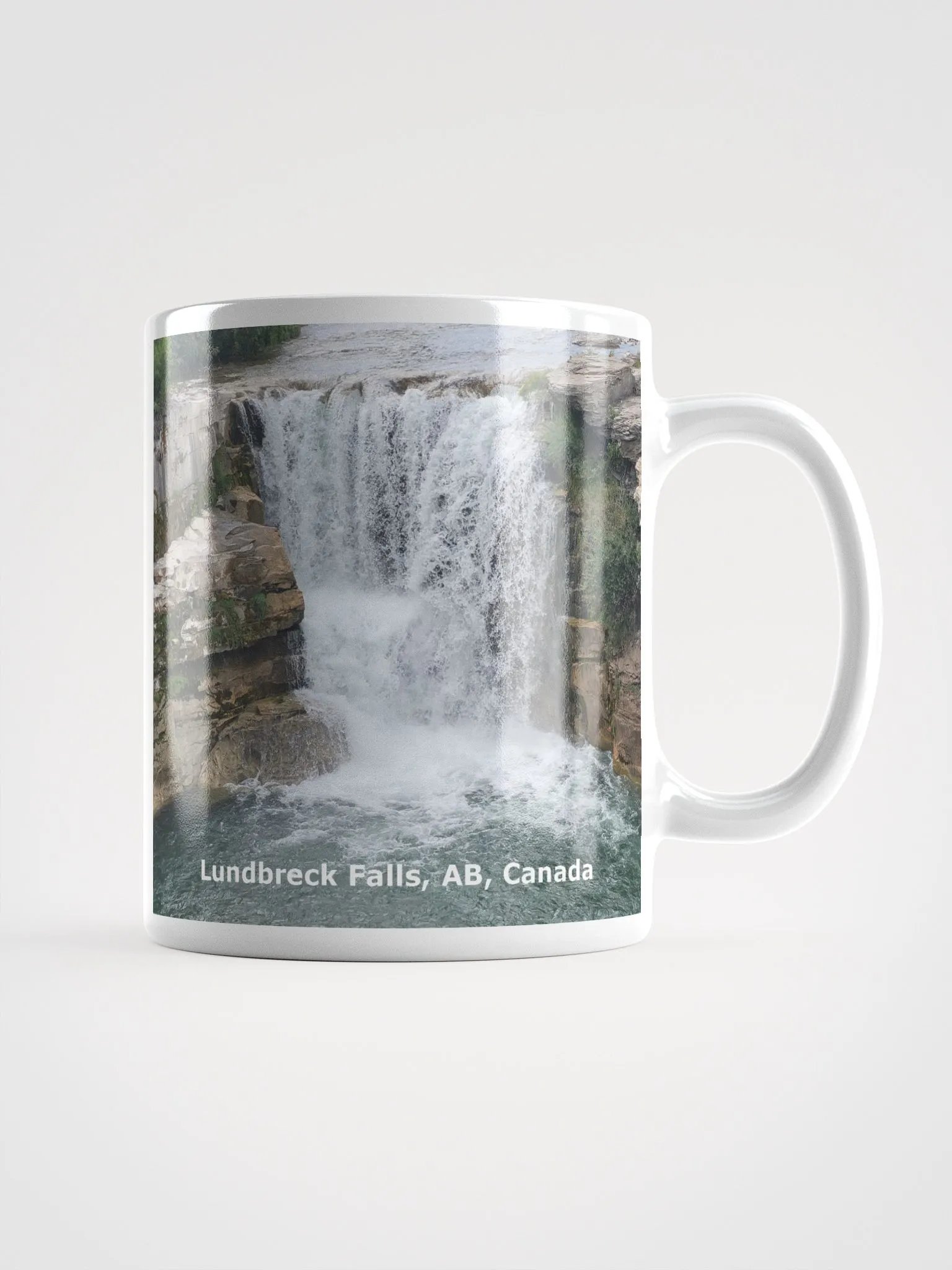 White glossy mug - Lundbreck Falls product image (1)