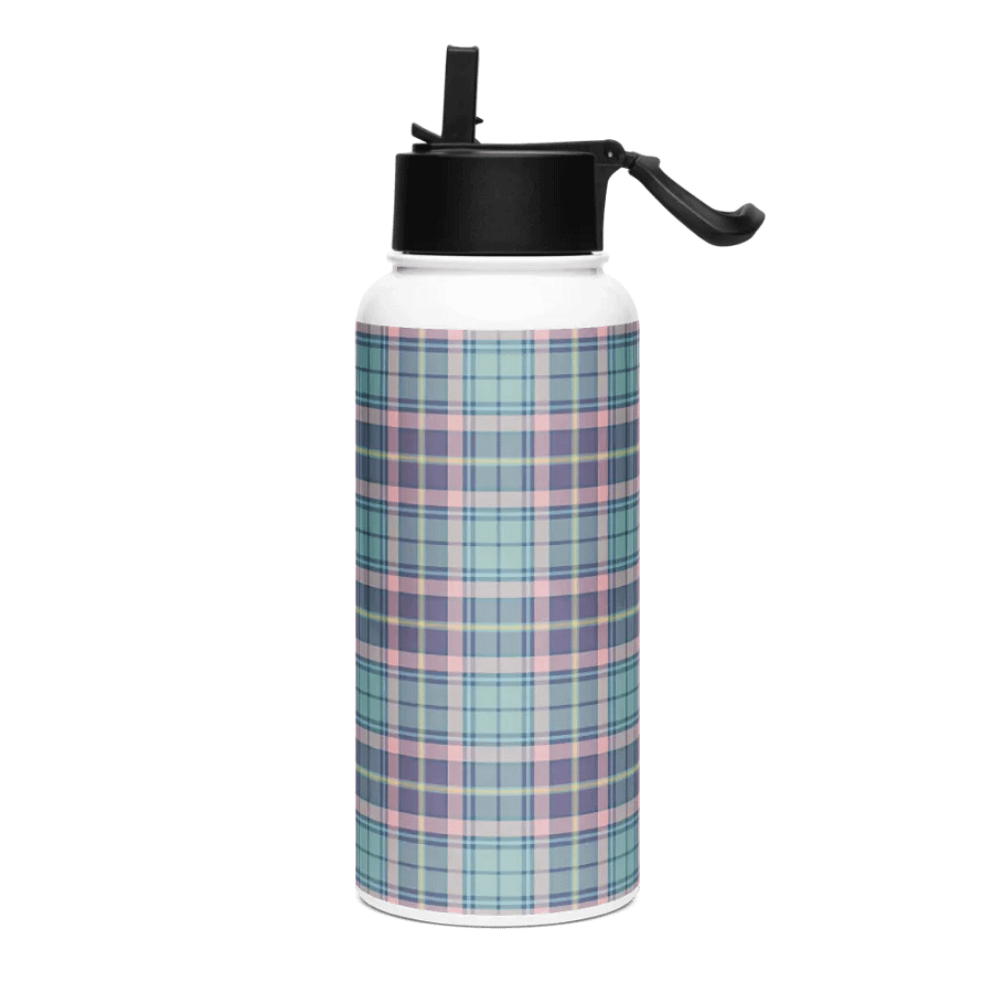 Light Green, Lavender, and Pink Plaid Water Bottle product image (2)