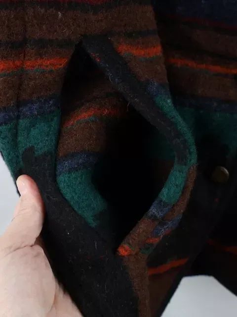 Vintage 90s Woolrich Womens Medium Rainbow Southwestern Wool Blanket Jacket USA product image (6)