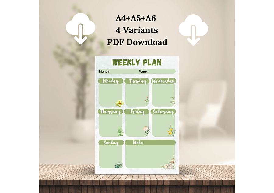 weekly plan, zum ausdrucken, wochenplaner, weekly schedule, routine, weekly planner printable, Undatiertes Wochenplaner Template, pdf a5 a6 product image (4)