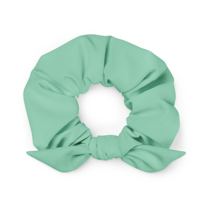 Caribbean Sea Blue Green Solid Color Eco Friendly Scrunchie with a Bow product image (1)