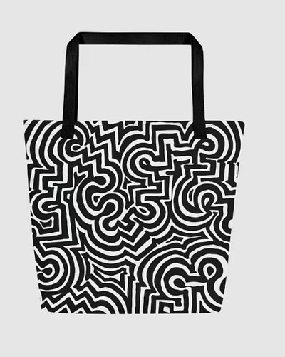 Embrace the chaos with our all-over print large tote bag. Stand out with the intricate, labyrinthine design on a fully custom...