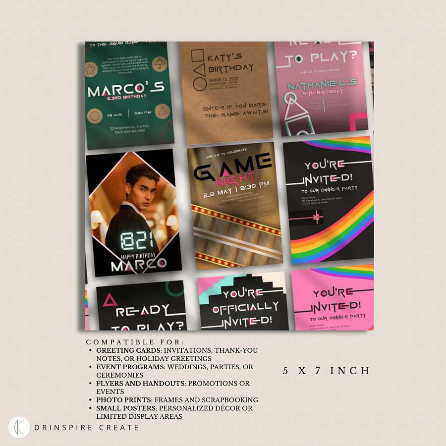 Squid Game-Inspired Party Template - Black Geometric Version product image (2)