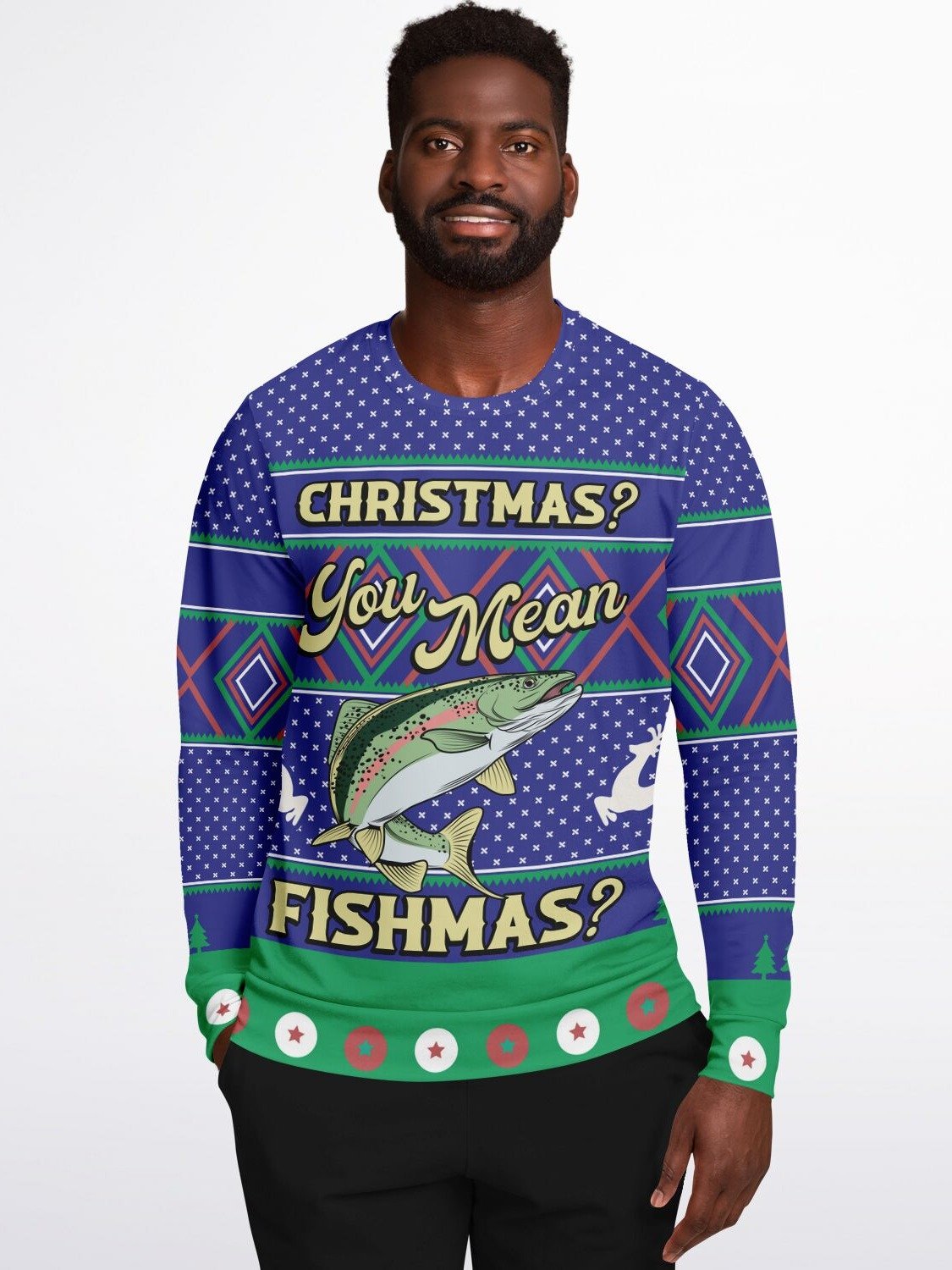 Fishmas Christmas Sweater | Funny Fishing Holiday Sweatshirt | Angler Winter Party Outfit | Fisherman Christmas Gift product image (5)