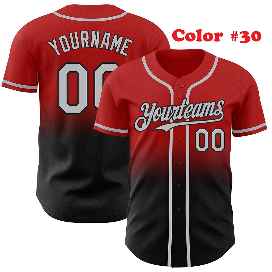 Authentic Gradient Fashion Baseball Jersey Up Down Colors with Line Collection, Tow Tones product image (9)