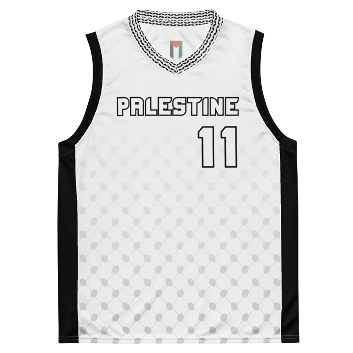 Palestine Basketball Jersey Black & White Unisex product image (1)