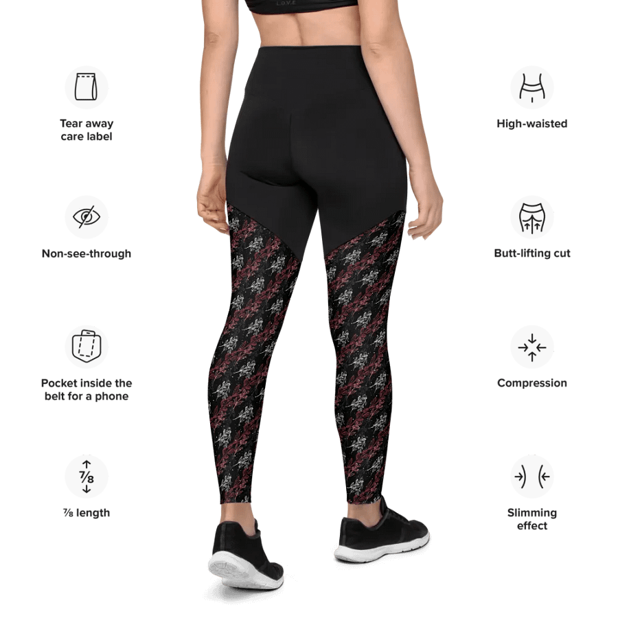 Black All-Over Print Sports Leggings product image (10)