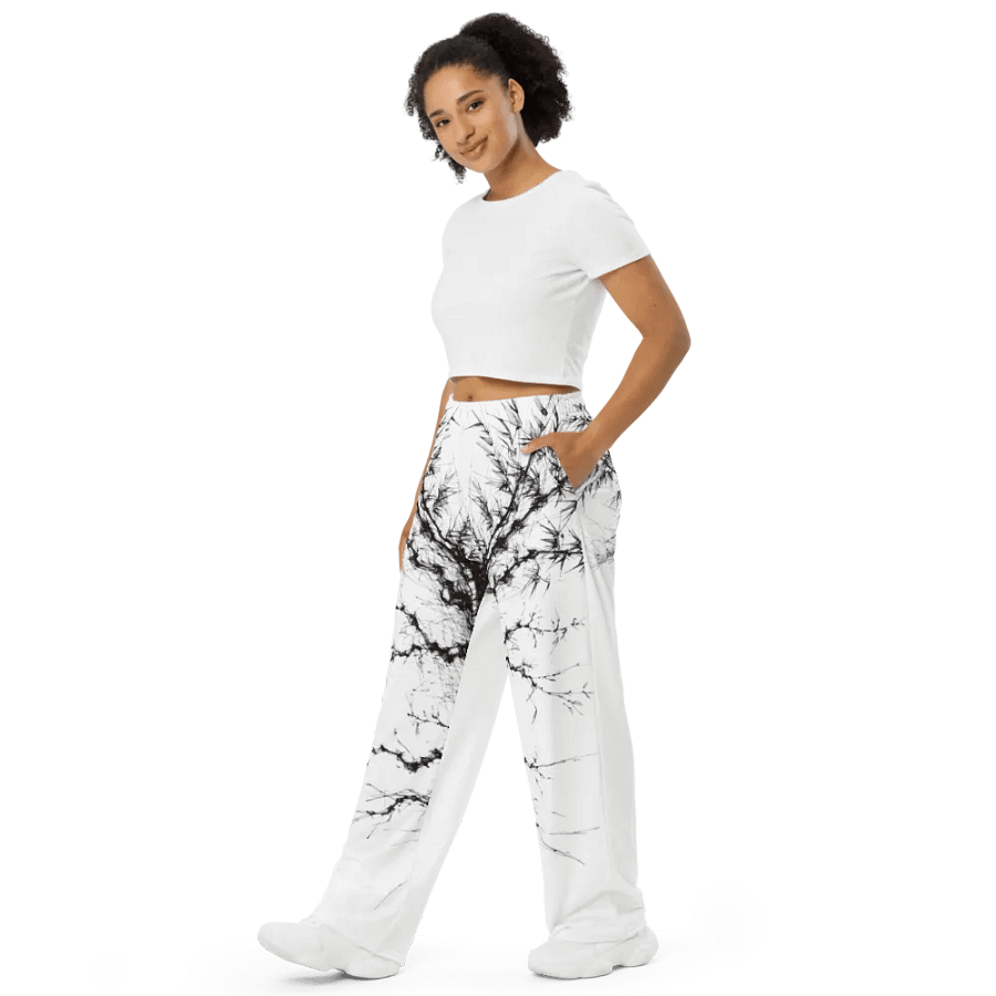 Bamboo Print Unisex Wide-Leg Pants product image (10)