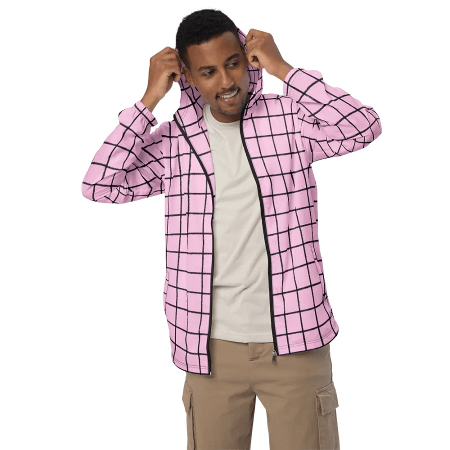 Pink Grid Men's Windbreaker product image (5)