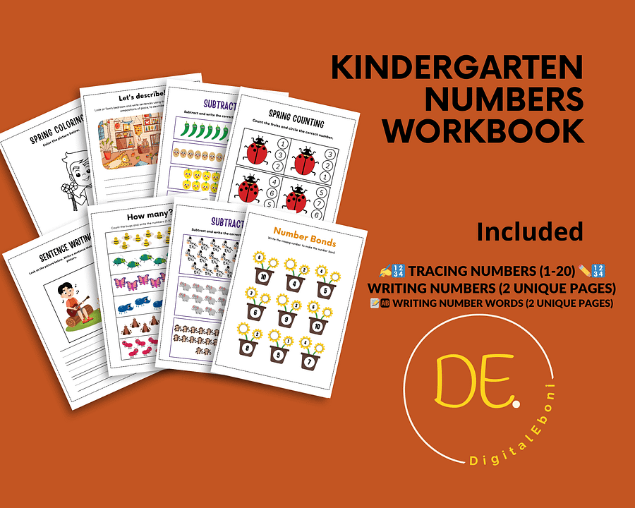 Kindergarten Numbers Workbook (132 pages) - Comprehensive Math & Writing Practice (Summer School) ( Home School) product image (1)