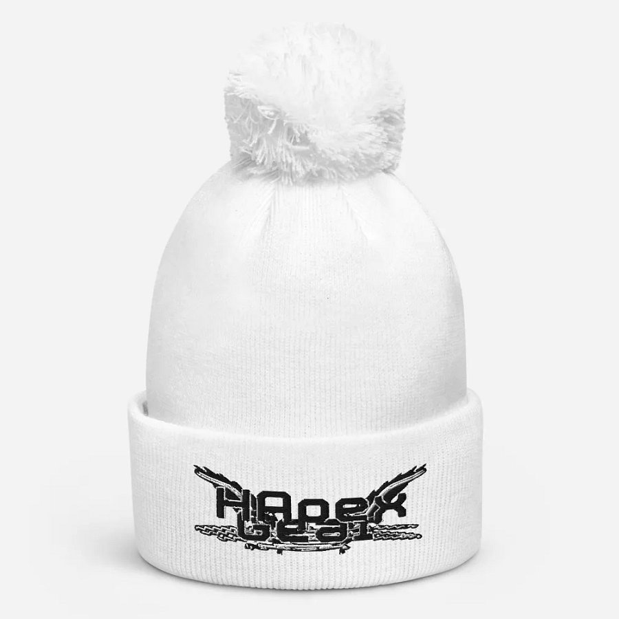 Beechfield Pom-Pom Beanie - Embroidered - Black HApex Gear White Logo product image (4)