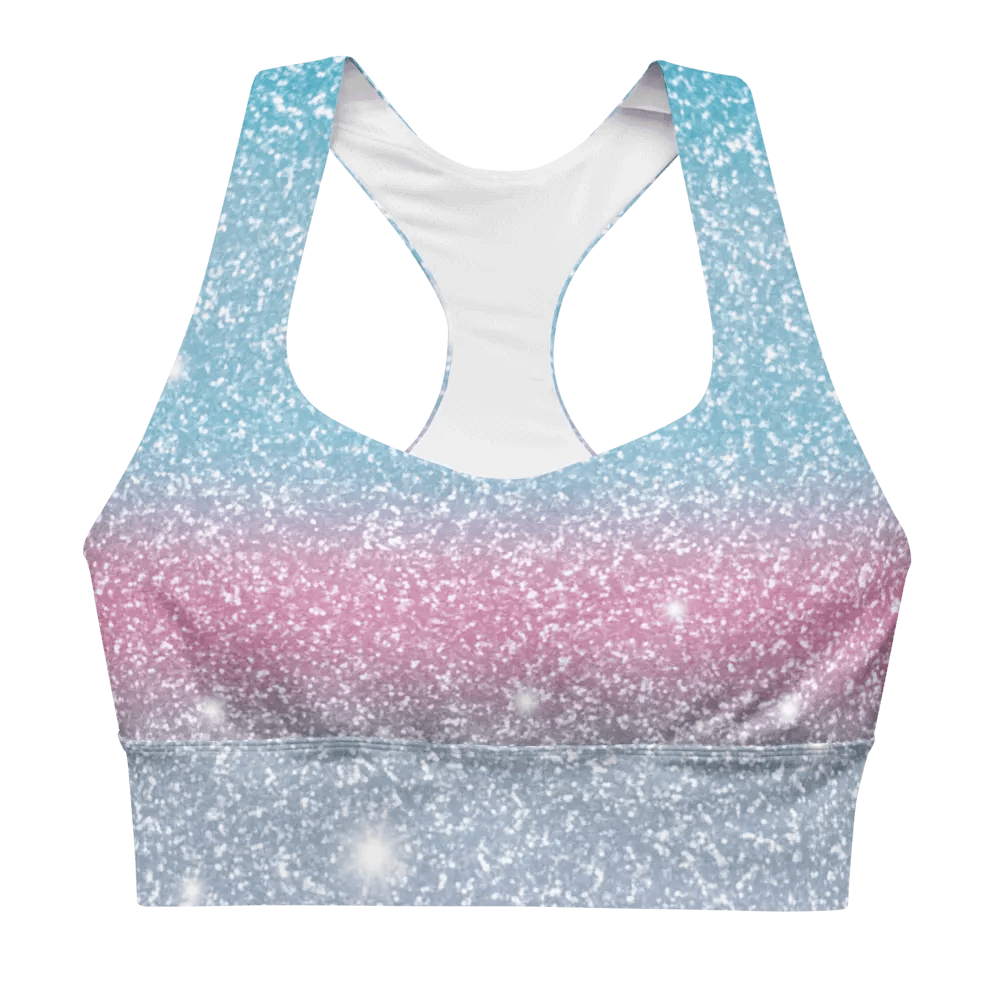 Glitter Unicorn Texture Design Longline Sports Bra - 3 product image (11)