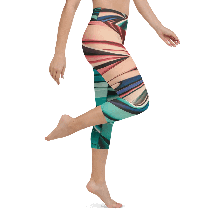 Abstract Geometric Yoga Capri Leggings in Vibrant Colors (XS-XL) product image (3)