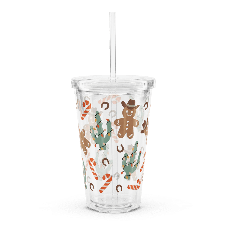 Gingerbread Man Howdy Double Wall Clear Plastic Tumbler (16 oz) product image (2)
