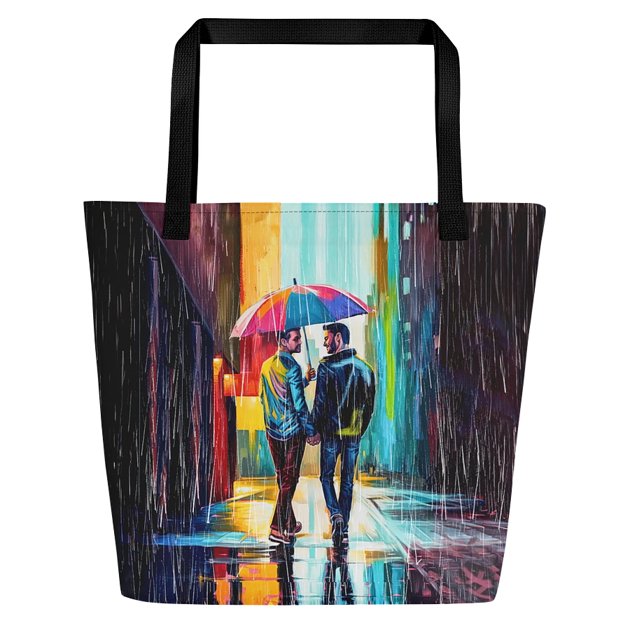 Gay Couple In The Rain – Colorful Two Hearts Tote Bag product image (2)