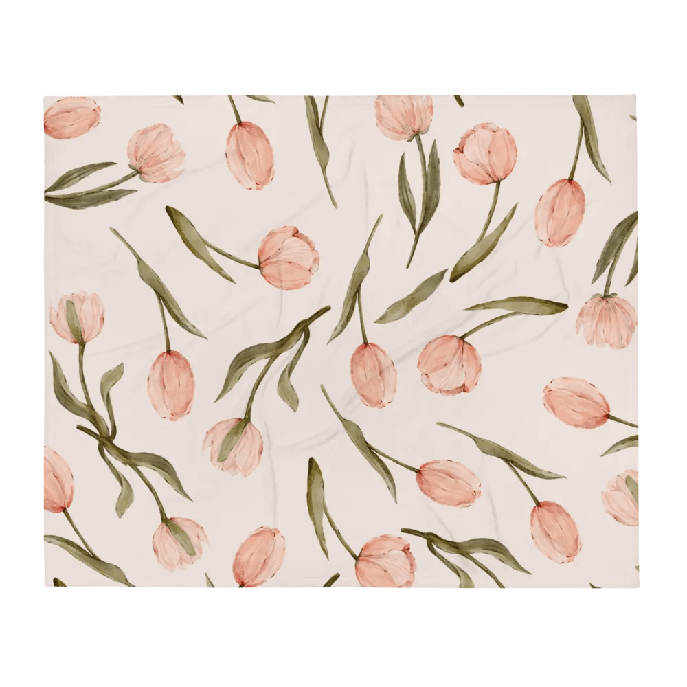 Velvet blanket with pink tulips product image (2)