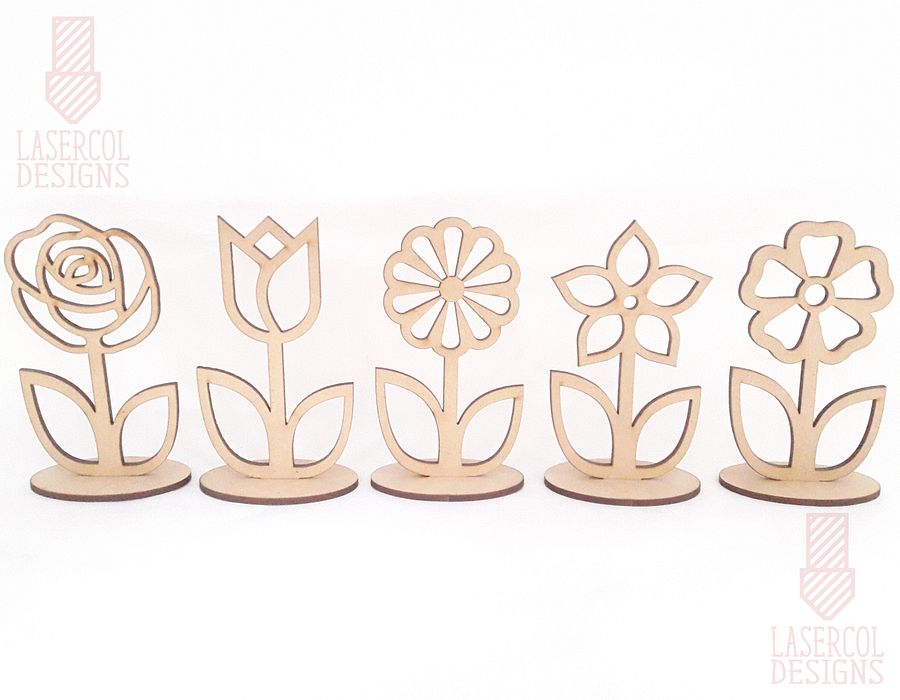 Flowers - Set 1 - (Two Sizes, Five Styles) - Laser Cut Files product image (2)
