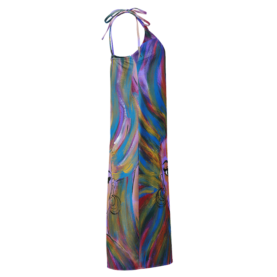Girl with the colorful hair (art by Dina R.) acrylic painting picture - Slip Dress product image (4)