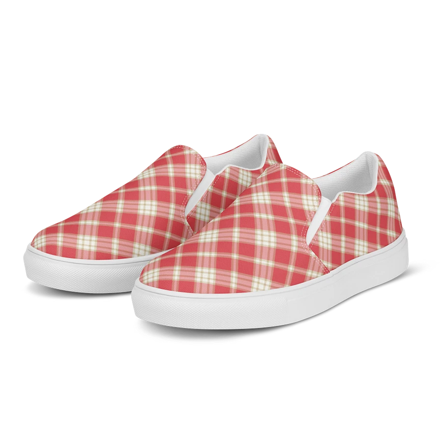 Coral Pink Plaid Women's Slip-On Shoes product image (2)