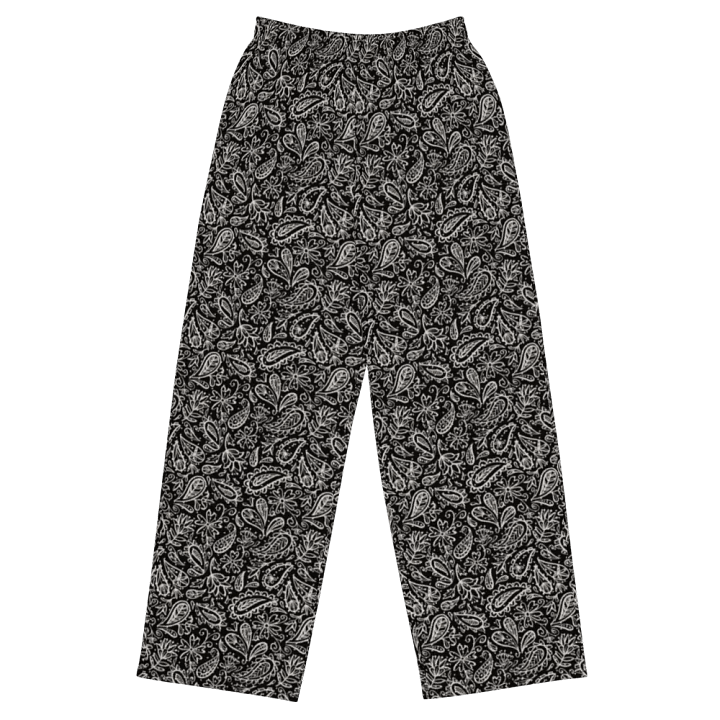 Loose pants paisley pattern white on black product image (2)