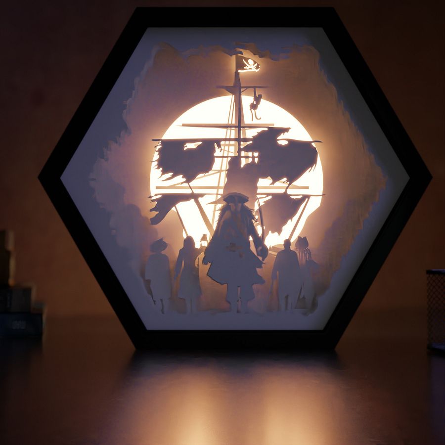 Pirates of Caribbean Lightbox Template 2 in 1 -PDF PNG SVG DXF + Video Tutorial product image (1)