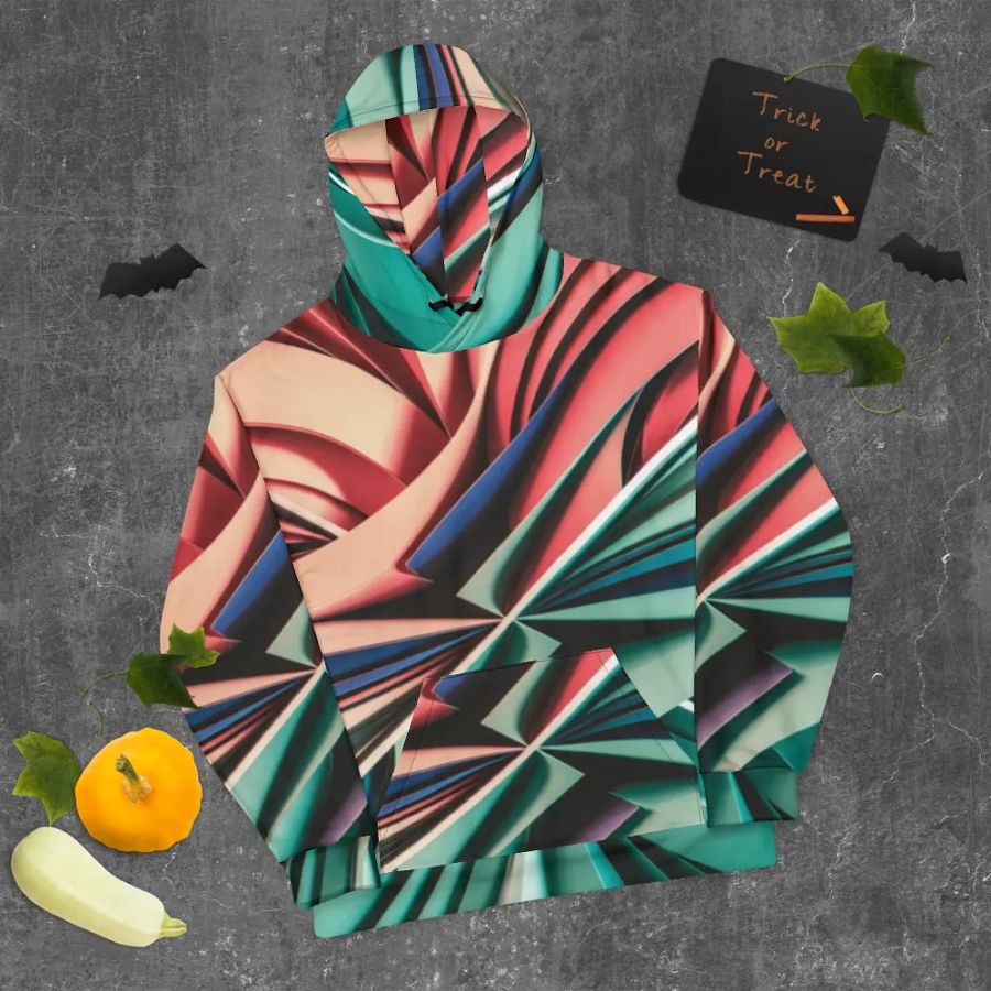 Recycled Unisex Hoodie with Vibrant Abstract Geometric Print - Relaxed Fit product image (9)