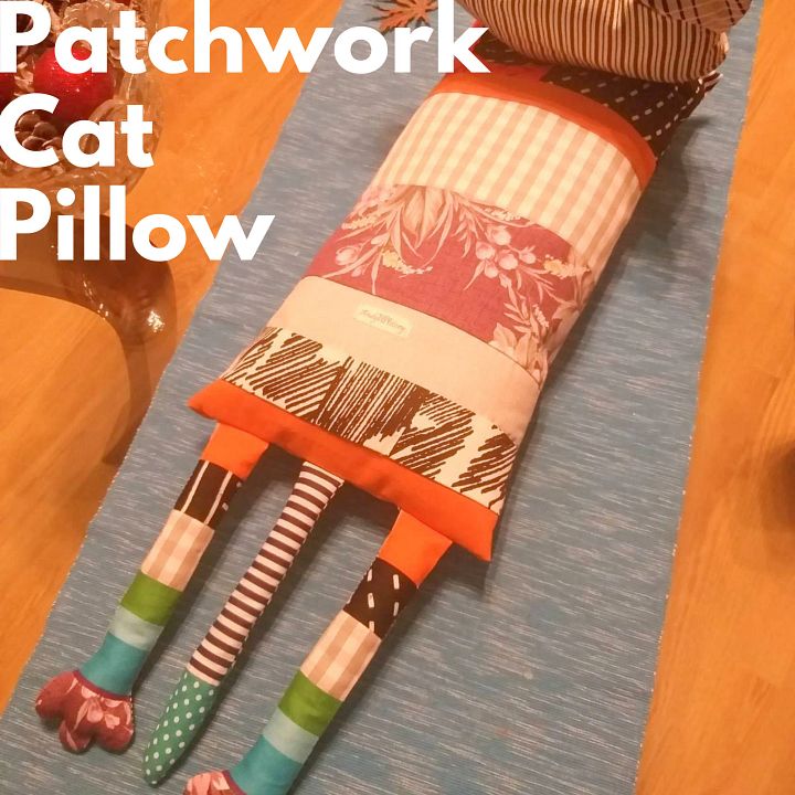 Stuffed Patchwork Cat Pillow, Toddler Stuffed Plush Cat Toy product image (2)