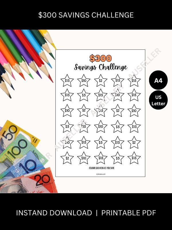 $300 Savings Challenge Printable Page product image (1)