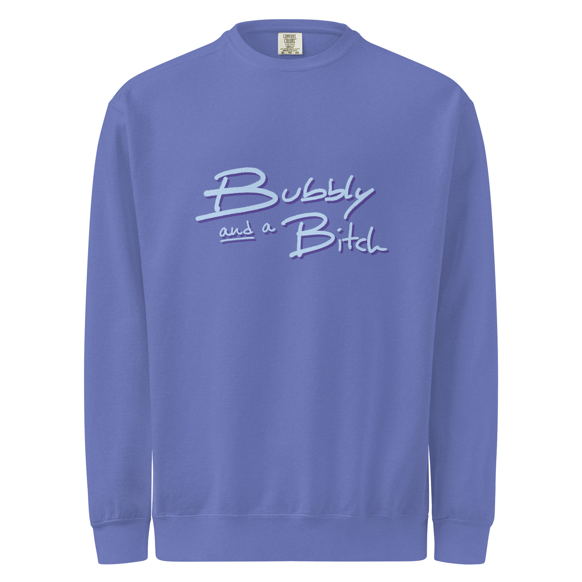 Bubbly and a B (blue and purple shadow design) comfort crew product image (1)
