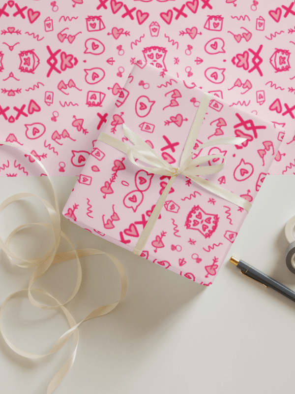 Whimsical Love Doodles Valentine Wrapping Paper – Set of 3 product image (1)